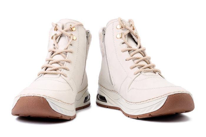RIEKER 44555-60 beige, trzewiki damskie