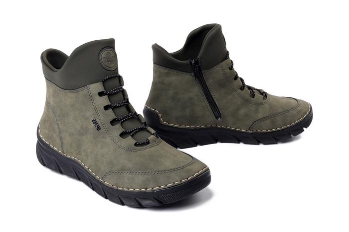 RIEKER 55069-54 green, trzewiki damskie