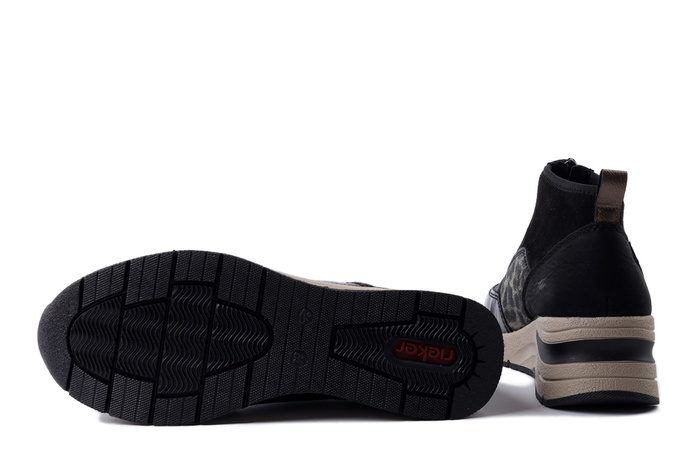 RIEKER N9362-00 black combination, botki damskie