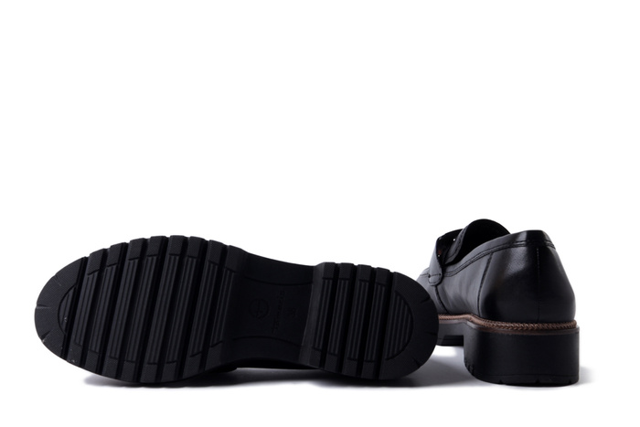 TAMARIS 1-24722-43 003 black leather, półbuty damskie