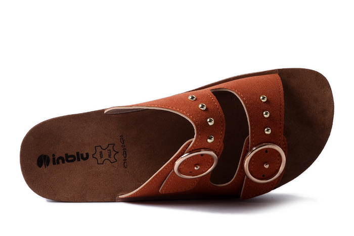 INBLU CP-54 089 rdzawy, klapki damskie