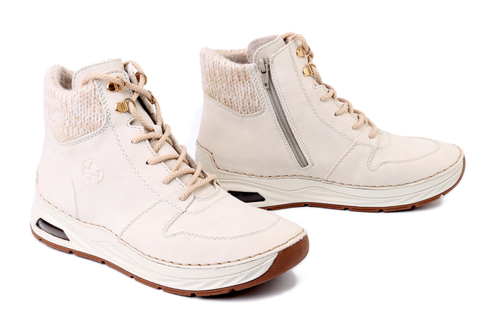 RIEKER 44555-60 beige, trzewiki damskie