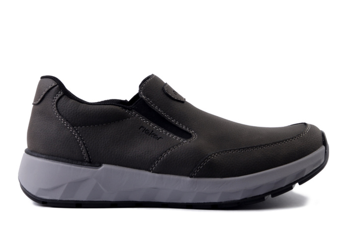 RIEKER 11550-45 grey, półbuty męskie