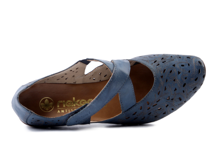 RIEKER 43773-12 blue, czółenka damskie
