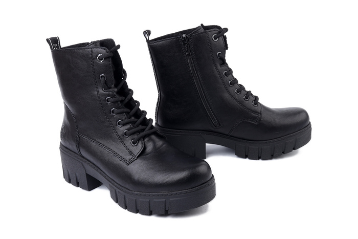 RIEKER 74530-00 black, trzewiki damskie
