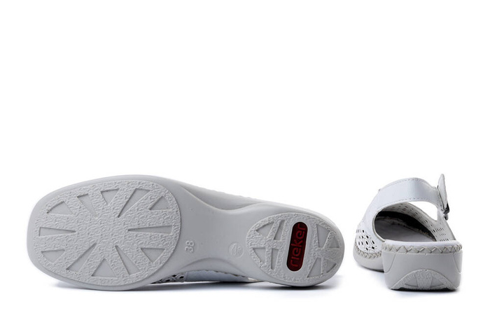 RIEKER 41350-80 white, półbuty letnie damskie