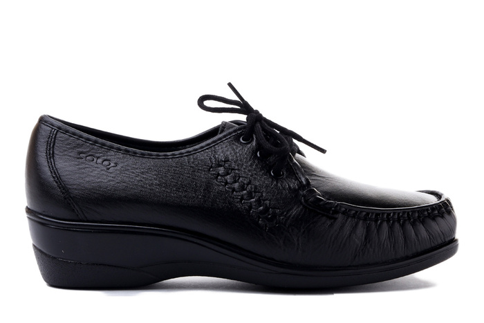 SOLO 065 SZ czarny 2, półbuty mokasyny damskie sznurowane