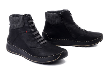 RIEKER 51553-00 black, trzewiki damskie