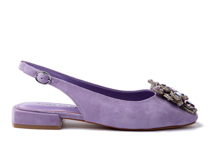 ALMA EN PENA V240391 suede lilac, czółenka damskie