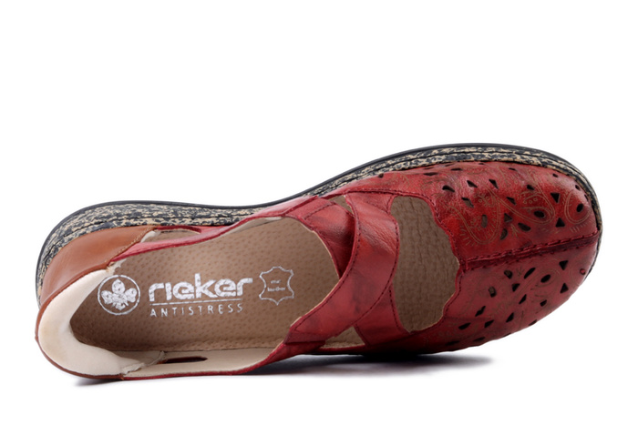 RIEKER 46352-33 red, półbuty letnie damskie