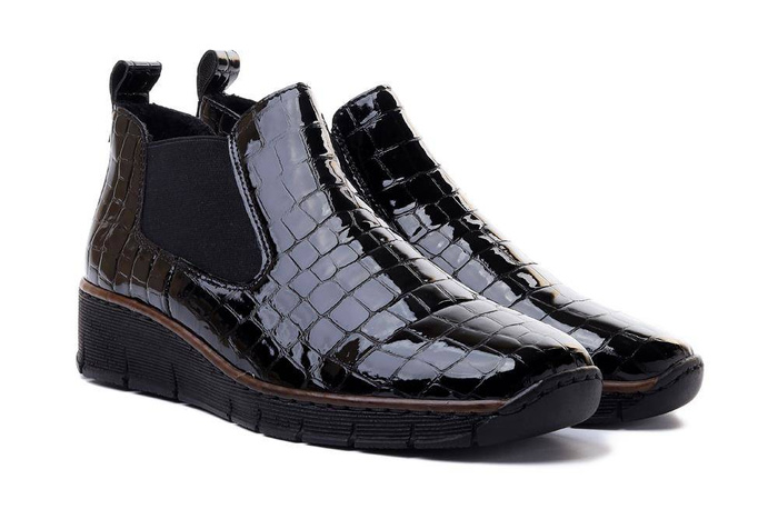 RIEKER 53794-01 black, botki/sztyblety damskie