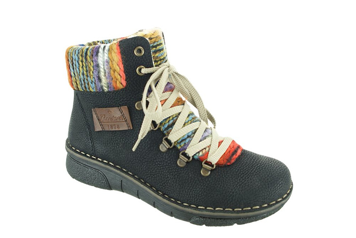 RIEKER 73343-00 black combiantion, trzewiki damskie