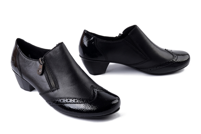 RIEKER 41757-00 black, półbuty damskie