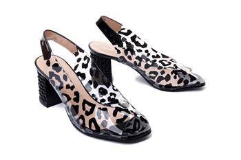 BRENDA ZARO 4418 leopardo czarny, sandały damskie