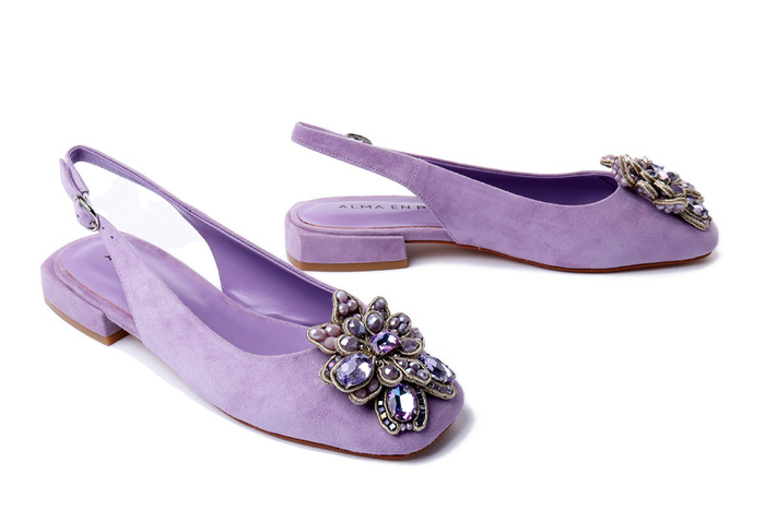 ALMA EN PENA V240391 suede lilac, czółenka damskie