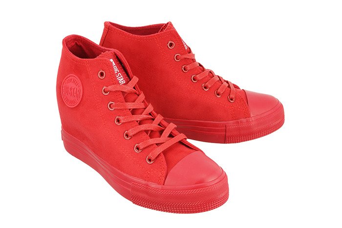BIG STAR BB274088 czerwony micro, trampki, sneakersy damskie
