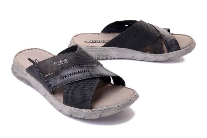 RIEKER 25289-45 grey, klapki męskie