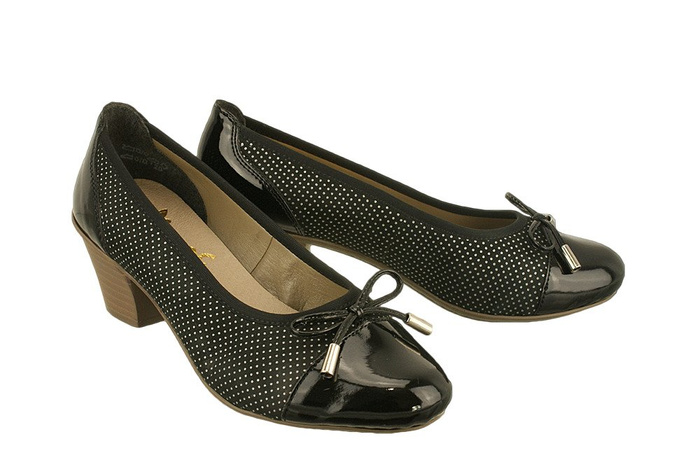RIEKER 45081-00 black combination, czółenka damskie