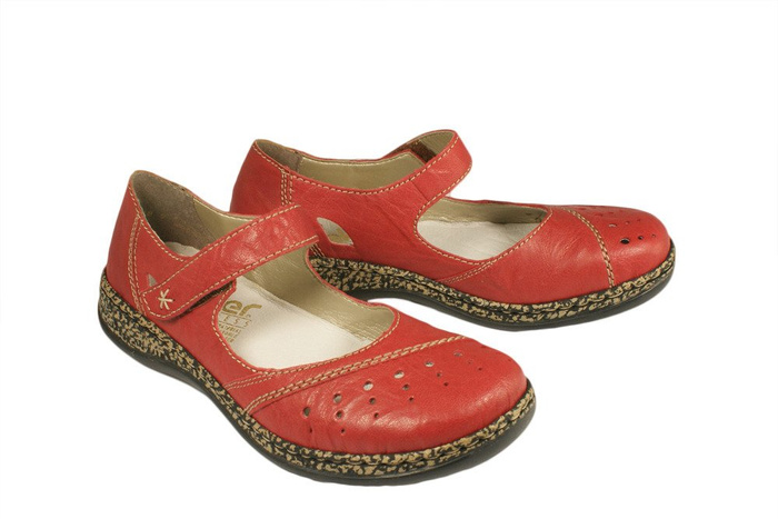 RIEKER 46357-33 red, półbuty letnie damskie