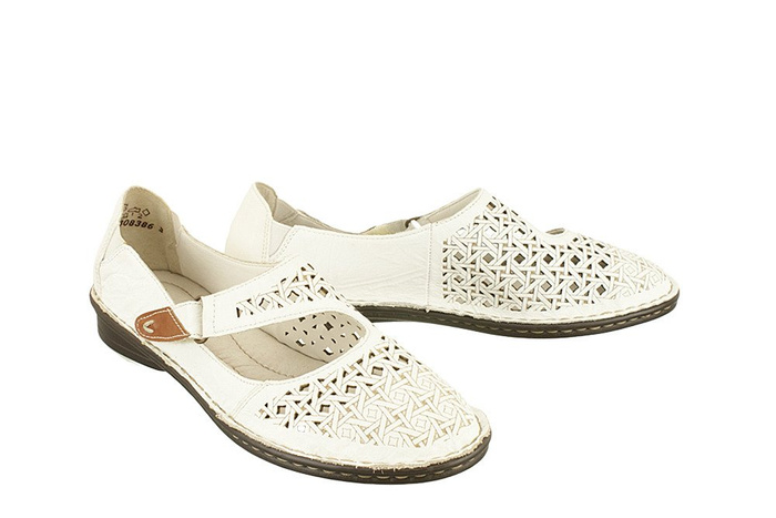 RIEKER 48462-80 white combination, czółenka półbuty damskie