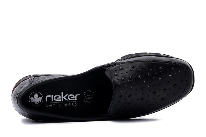 RIEKER 53752-00 black, półbuty damskie