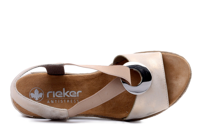 RIEKER 624H6-60 beige, sandały damskie