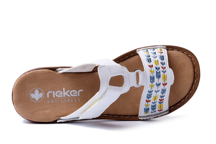 RIEKER 62862-80 white, klapki damskie