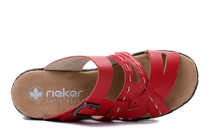 RIEKER 62976-33 red, klapki damskie