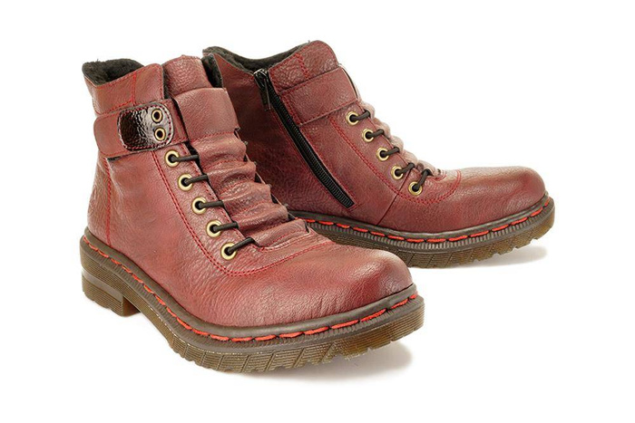 RIEKER 76283-35 red, trzewiki damskie