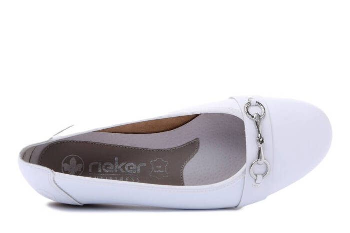 RIEKER L9360-80 white, baleriny damskie