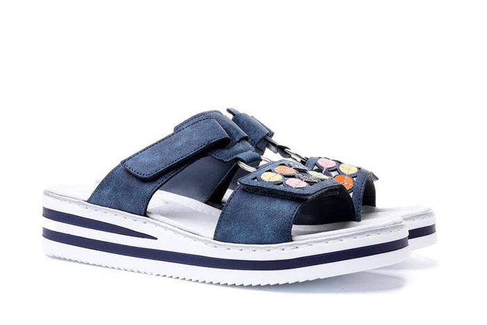 RIEKER V0229-14 blue, klapki damskie