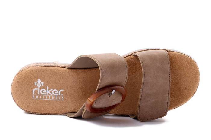 RIEKER V2392-62 beige, klapki damskie