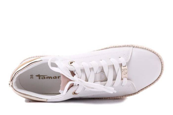 TAMARIS 23713-20 white/gold, półbuty damskie